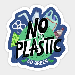 No To Plastic Go Green Sticker